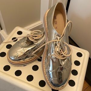 Zara silver oxford shoes